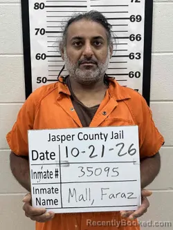 Mugshot of Faraz Mall booked in Jasper County, Iowa on October 21, 2026