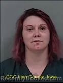 Mugshot of JUSTINE MARIE KELLEY booked in Linn County, Iowa on June 29, 2026
