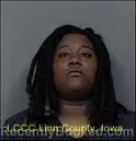 Mugshot of Shantoria Jahnae Cooper booked in Linn County, Iowa on August 21, 2026