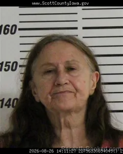 Mugshot of Debra Jean Miller booked in Scott County, Iowa on August 26, 2026