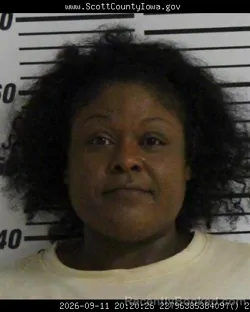 Mugshot of Darnisha Marie Moore booked in Scott County, Iowa on September 11, 2026