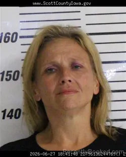 Mugshot of ANGEL MARIE BROWN booked in Scott County, Iowa on June 27, 2026