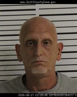 Mugshot of James Patrick Ross booked in Scott County, Iowa on August 17, 2026