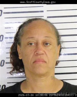 Mugshot of TARA TAMEKA SUTTON booked in Scott County, Iowa on July 30, 2026