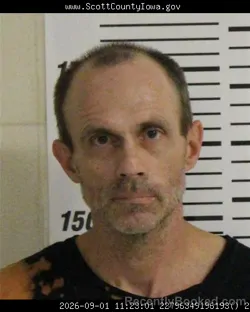 Mugshot of Todd Allen Nosa booked in Scott County, Iowa on September 1, 2026