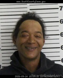 Mugshot of Tramaine Dennelle Coleman booked in Scott County, Iowa on September 14, 2026