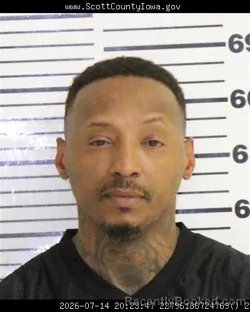 Mugshot of LAROY DONTEZ COOPER booked in Scott County, Iowa on July 14, 2026