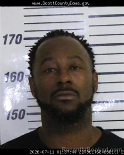 Mugshot of DEMARIO BRIAN BUTLER booked in Scott County, Iowa on July 11, 2026