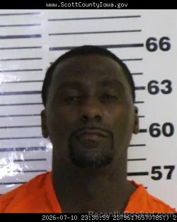 Mugshot of QUINTON SENTLE HOWARD booked in Scott County, Iowa on July 10, 2026