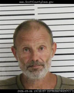 Mugshot of Keith Duane Emerson booked in Scott County, Iowa on September 6, 2026