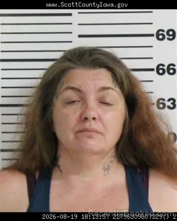Mugshot of Mary Katherine Fugate booked in Scott County, Iowa on August 19, 2026