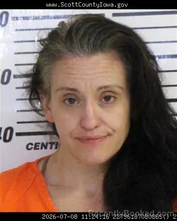 Mugshot of ANGELA MARIE KEEGAN booked in Scott County, Iowa on July 8, 2026