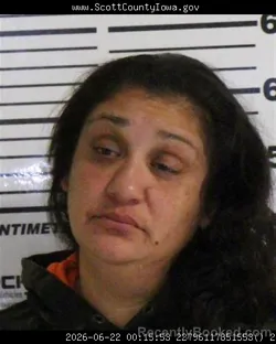 Mugshot of ANNA VELA booked in Scott County, Iowa on June 22, 2026