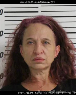 Mugshot of Tonya Michelle Baker booked in Scott County, Iowa on August 21, 2026