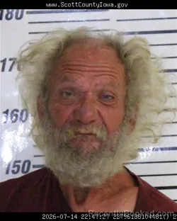 Mugshot of EDWARD DALE BARNES booked in Scott County, Iowa on July 14, 2026