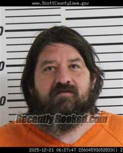 Mugshot of BRADLEY ALAN ADRIAN booked in Scott County, Iowa on May 16, 2026