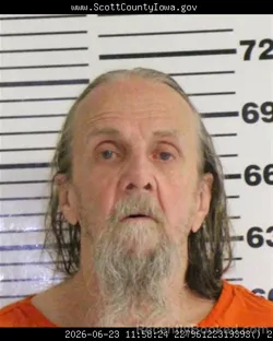 Mugshot of DOUGLAS HAROLD SMITH booked in Scott County, Iowa on June 23, 2026