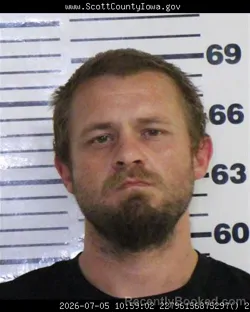 Mugshot of LANCE ALLEN BRADY booked in Scott County, Iowa on July 5, 2026