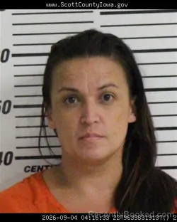 Mugshot of Nicole Renee Arguello booked in Scott County, Iowa on September 4, 2026