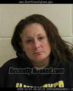 Mugshot of MEAGAN LEANN RIDGWAY booked in Scott County, Iowa on April 23, 2026