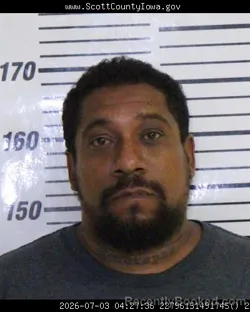 Mugshot of RAYMOND GONZOLO CASTILLO booked in Scott County, Iowa on July 3, 2026