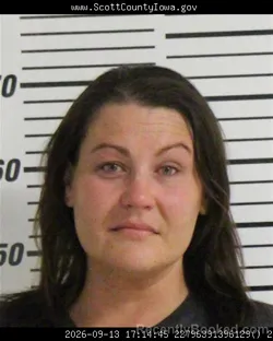 Mugshot of Emma Michelle Washburn booked in Scott County, Iowa on September 13, 2026