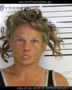 Mugshot of HEATHER ALVINA ROSE HAWKINS booked in Scott County, Iowa on July 5, 2026