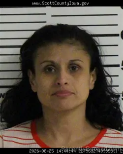 Mugshot of Juanita Ochoa booked in Scott County, Iowa on August 25, 2026