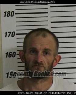 Mugshot of ANDREW DAVID BOWMAN booked in Scott County, Iowa on May 17, 2026