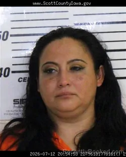 Mugshot of CLAUDIA OLVERA LIRA booked in Scott County, Iowa on July 12, 2026