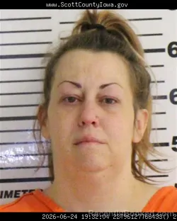 Mugshot of MELISSA ANN HOFFMAN booked in Scott County, Iowa on June 24, 2026