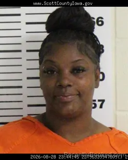 Mugshot of Tiara Saquinn Howard booked in Scott County, Iowa on August 28, 2026