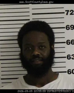 Mugshot of Denzell Marquis Lee booked in Scott County, Iowa on September 9, 2026