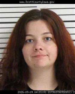 Mugshot of Morgan Leigh Brinson booked in Scott County, Iowa on September 9, 2026