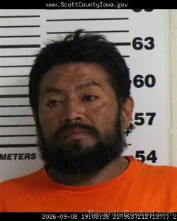 Mugshot of Jose Humberto Larios booked in Scott County, Iowa on September 8, 2026