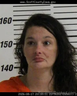 Mugshot of Katharine Meredith Eaton booked in Scott County, Iowa on August 17, 2026