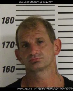 Mugshot of Mark Steven Maynard booked in Scott County, Iowa on August 19, 2026