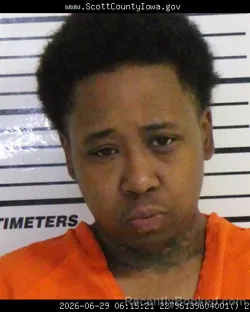 Mugshot of TITYANA TANESHA WOODLAND booked in Scott County, Iowa on June 29, 2026