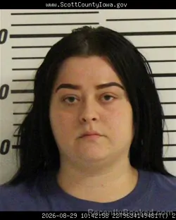 Mugshot of Janessa Alexzandrea Ramirez booked in Scott County, Iowa on August 29, 2026
