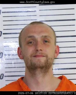 Mugshot of AUSTIN DYLAN ADAMSON booked in Scott County, Iowa on July 6, 2026