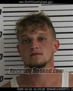 Mugshot of TYLER AARON COPELL booked in Scott County, Iowa on March 27, 2026