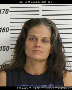 Mugshot of Melissa Ann Schinckel booked in Scott County, Iowa on August 25, 2026