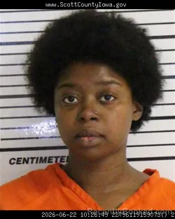 Mugshot of KEISHONNA MOE'NAE KING booked in Scott County, Iowa on June 22, 2026