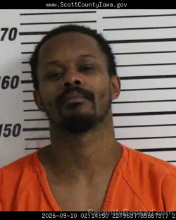 Mugshot of Devontey Marquise Gridiron booked in Scott County, Iowa on September 10, 2026