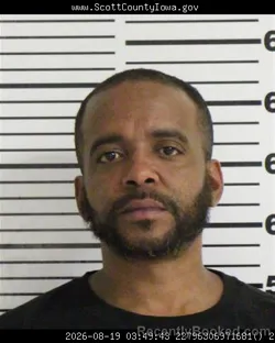 Mugshot of Anthony Derrick Pulliam booked in Scott County, Iowa on August 19, 2026