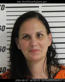 Mugshot of Stacey Lynn Shanahan booked in Scott County, Iowa on August 27, 2026