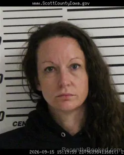 Mugshot of Ellen Danielle Vize booked in Scott County, Iowa on September 15, 2026