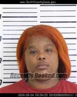 Mugshot of DEVONNA RENEE WEST booked in Scott County, Iowa on April 21, 2026