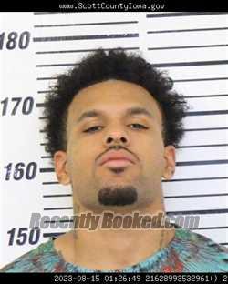 Mugshot of MALAKI MARTESS SHELL booked in Scott County, Iowa on April 24, 2026