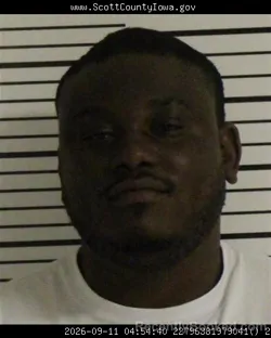 Mugshot of Marquis Nathaniel Greer booked in Scott County, Iowa on September 11, 2026